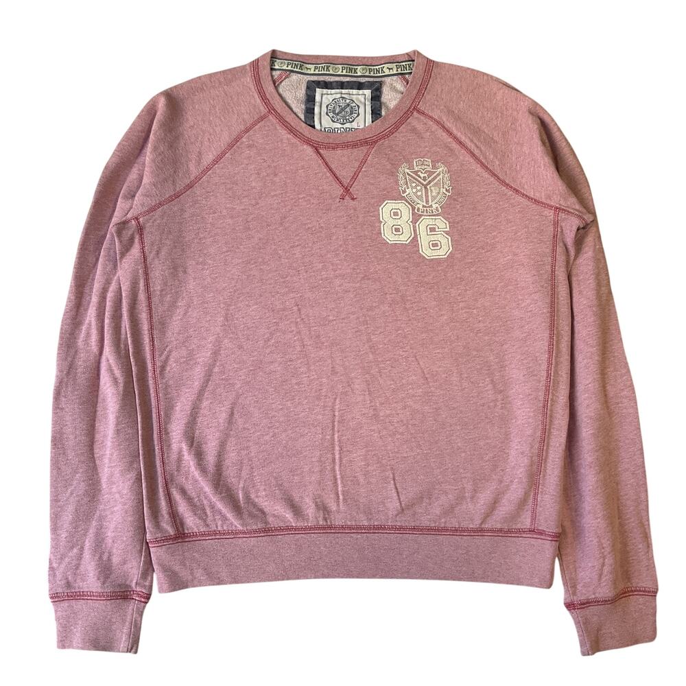 Victoria's Secret PINK Women Sweatshirt L Pink Love Collegiate Logo Long Sleeve